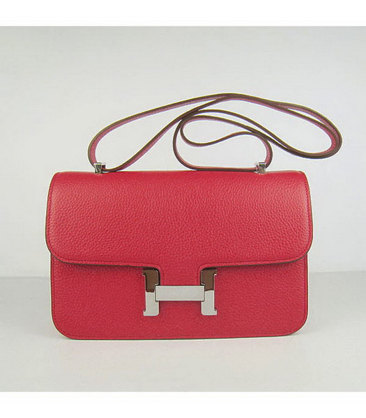 Hermes Constance Togo Leather Bag HSH020 Red Silver